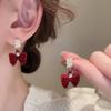 Ретро Гонконгский Стиль Красный Флок Геометрические Круглые Серьги Серьги Мода Личность Характер Серьги Женские