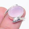 Natural Pink Chalcedony Gemstone 925 Sterling Silver Jewelry Ring Size 7.5 C3e64