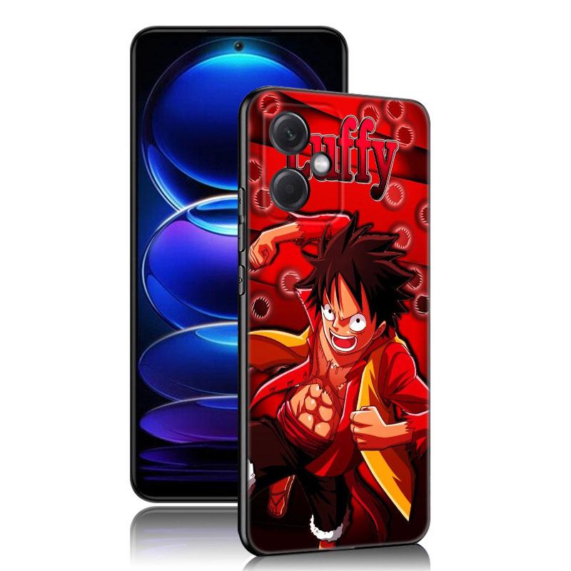 Аниме One Piece Luffy черный силиконовый чехол для телефона Xiaomi Redmi Note 10 11 11S 12 13 4G 8 9 11T Pro 5G Plus 8T 9S 10S 12S