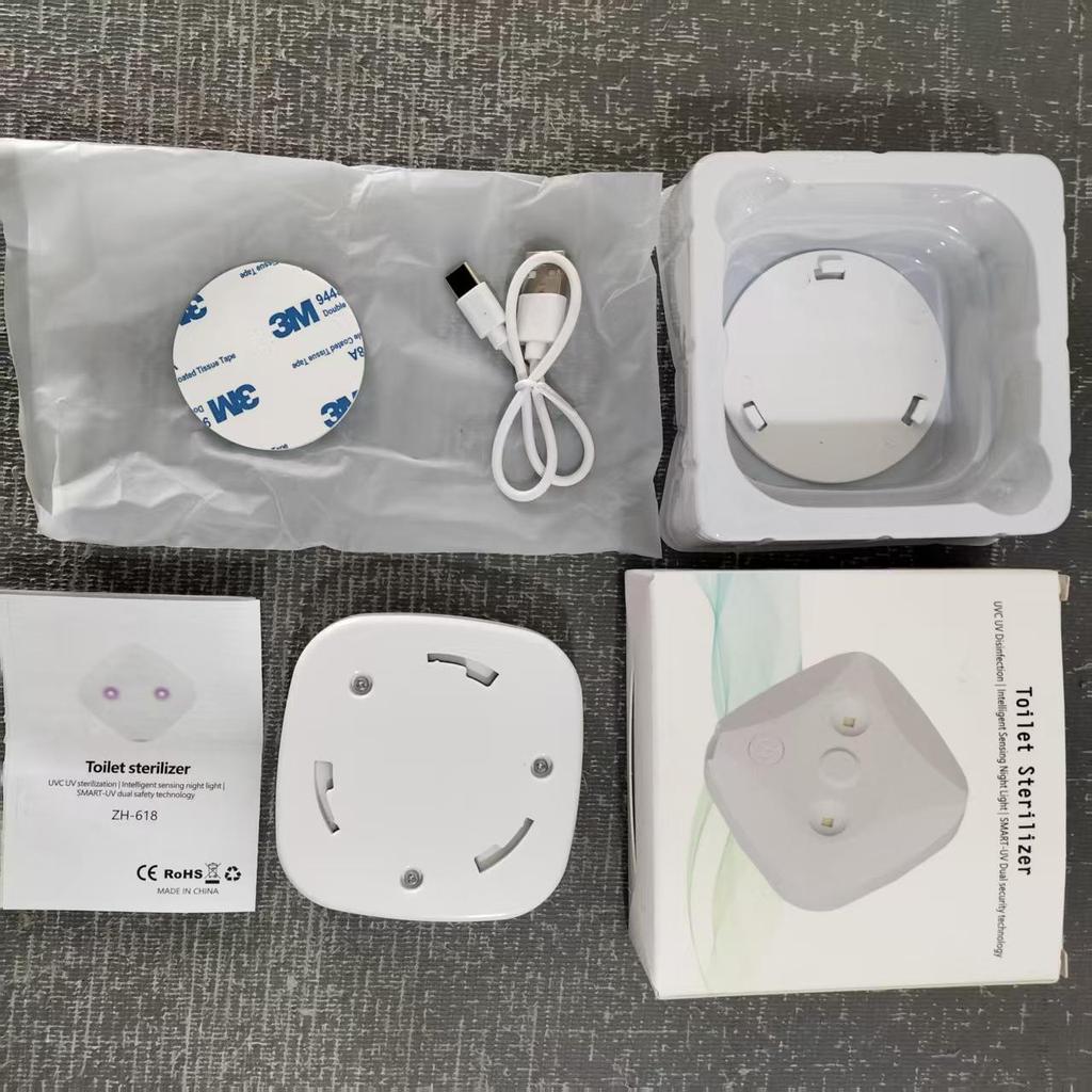 Portable USB-Rechargeable UVC Ultraviolet Sterilization Lamp for Household Toilets