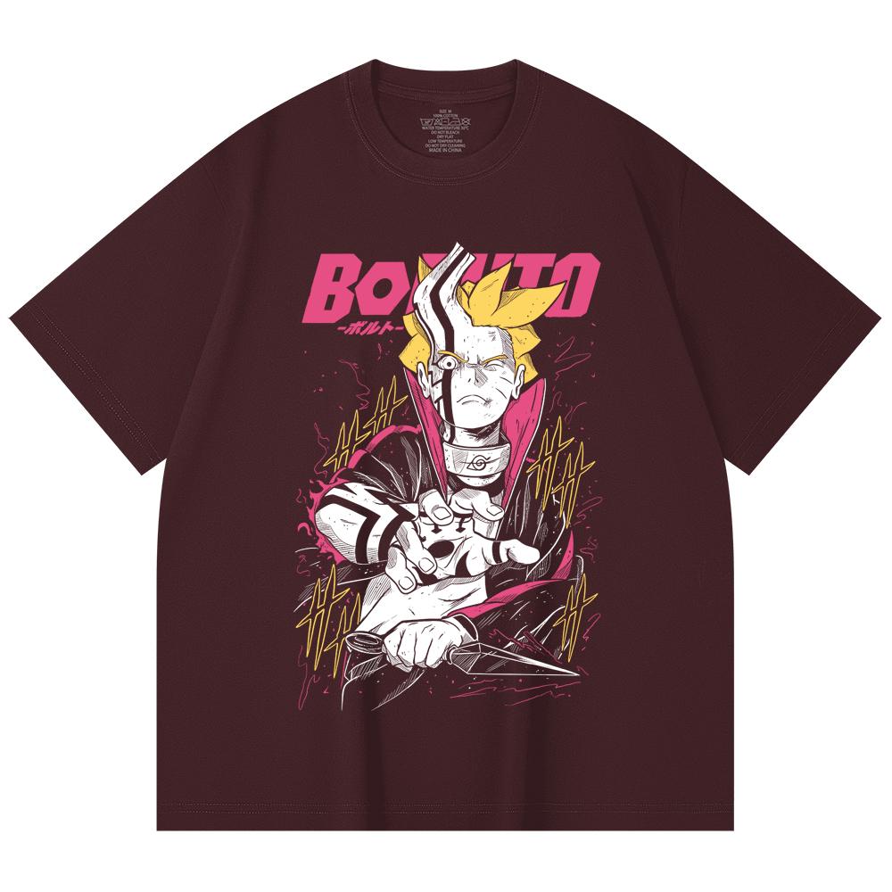 Унисекс футболка из 100% хлопка плотностью 230 г/м² с принтом Boruto V1, тяжелый хлопок