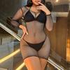 Sex Underwear Mesh Sexy Fishnet Onesie Pajamas Long Sleeve Hip Wrap Skirt Back Tights