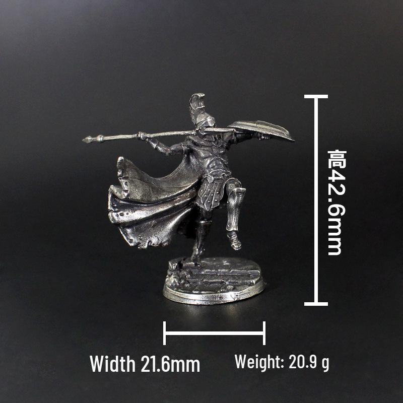 White Copper Spartan Shogun Warrior Chess Piece Ornament – Retro Soldier Toy Gift for Boys