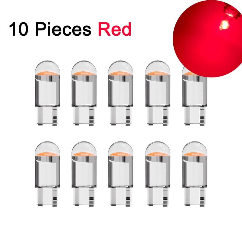 10 PCS Car LED COB Bulb T10 W5W Signal Light 12V 7500K White Auto Interior Dome Reading License Plate Lamps Wedge Side Bulbs