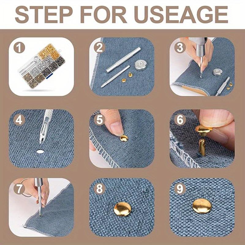 480 комплектов заклепок для кожи, комплект кожаных заклепок, 4 цвета, 3 размера, кожаные заклепки и кнопки для поделок из кожи