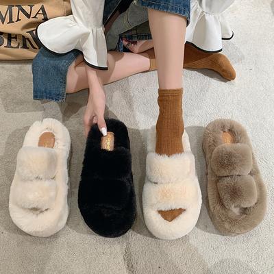 Женские пушистые тапочки на толстой подошве, увеличивающие рост, уличные, домашние, взрывные, нескользящие, универсальные, осенне-зимние, хлопковые тапочки