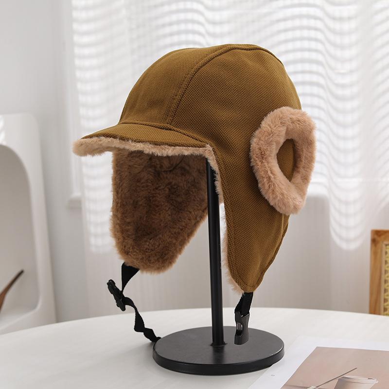 Autumn and winter new velvet ear protection warm deerskin velvet Lei Feng hat male and female students lamb wool cycling flying hat