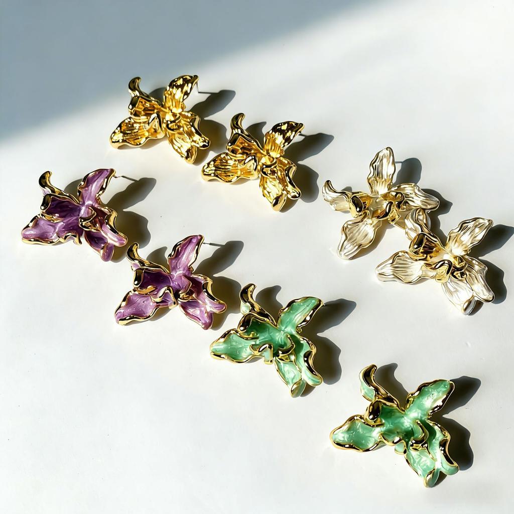 Flower Earrings for Women, French Vintage Elegant Floral Ear Jewelry