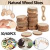 30/60 шт. Натуральные деревянные спилы DIY Деревянные рождественские украшения 3-4 см Круглые Необработанные Деревенские Деревянные элементы Декор для свадебной вечеринки