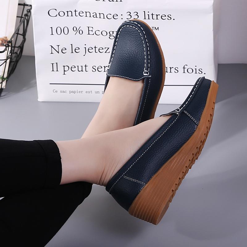 Женская обувь Мягкая кожаная обувь на каблуке Мокасины Черные туфли на плоской подошве Женские мокасины Повседневная женская обувь на плоской подошве