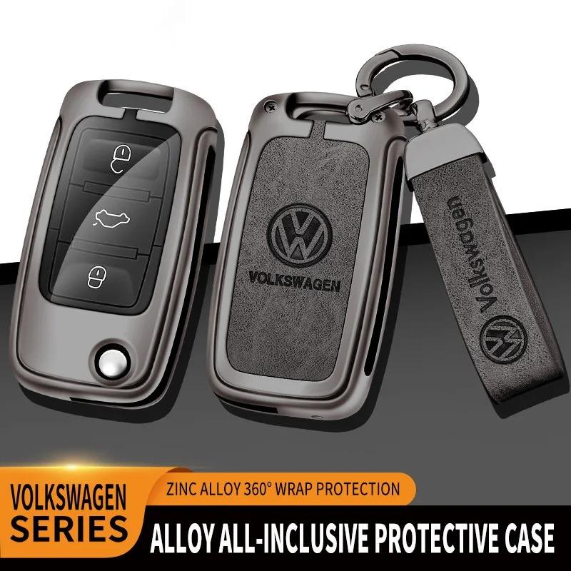Car TPU Zinc Alloy Key Case Bag AW2FR5 Car KeyChain Metal Key Shell For Volkswagen VW Polo Tiguan Golf 4 5 Jetta Beetle Scirocco Passat