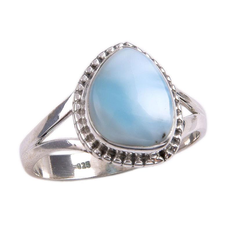 Кольцо в подарок из стерлингового серебра 925 пробы с драгоценным камнем Natural Republic Larimar S.7 v8K81