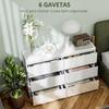 Wooden Dresser With 6 Drawers Bedroom Dresser White Living Room Dresser Modern Style 112x34x75 Cm Glossy White