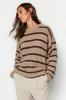 Women's Fashionable Stylish Sweater Black Wide Fit Couple Striped Knitwear Sweater
