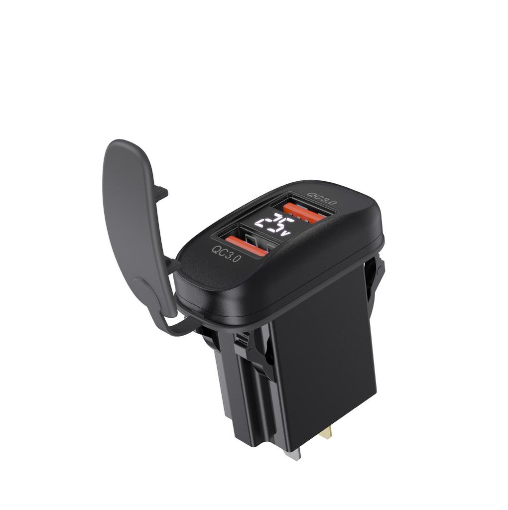 Двойное USB бортовое зарядное устройство для автомобиля/мотоцикла с цифровым дисплеем, 12-24 В