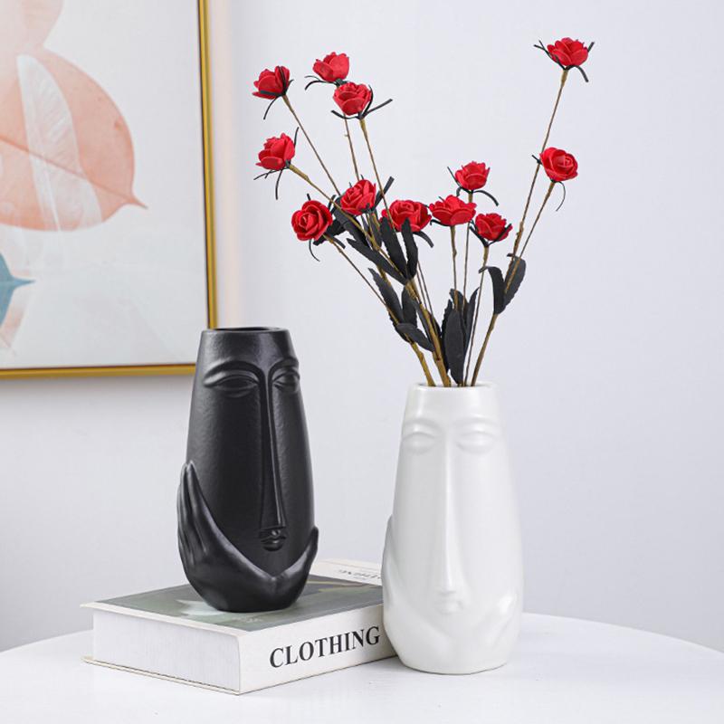 Creative Face Vase Ceramic Hydroponic Vase Dried Flower Decoration Flower Arrangement Home Decor Ornament Garden Supplies