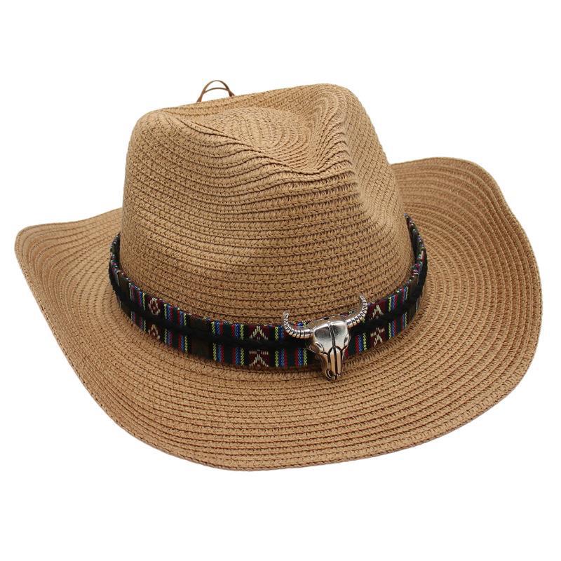 Cowboy straw hat Tibetan sun hat cow hat ethnic style straw knight hat beach hat
