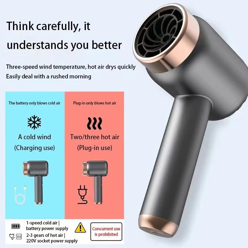 Фен Зарядный Портативный USB Перезаряжаемый Фен Высокой Мощности Домашний Быстросохнущий Парикмахерский Дорожный Фен