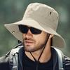 Men Summer Sun Hat Windproof Strap Wide Brim Anti-UV Sun Protection Foldable Portable Gardening Fishing Travel Cap Outdoor Fisherman Hat