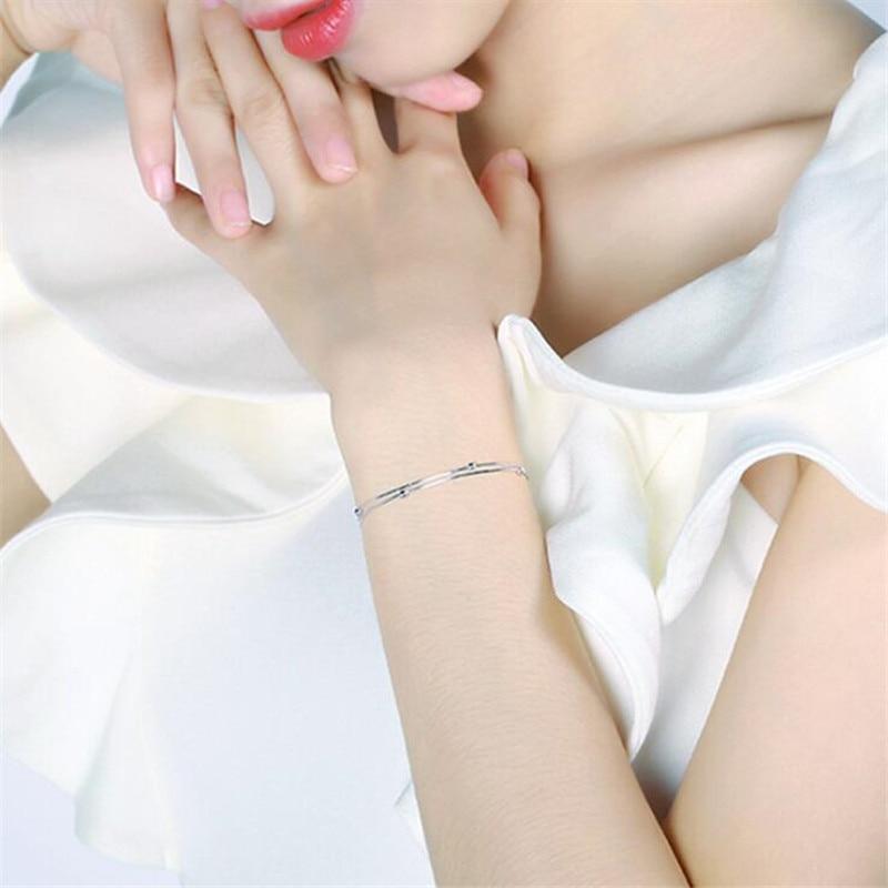 New Simple Beads Double Layer Mini Transfer Beads 925 Sterling Silver Jewelry Personality Snake Bone Chain Bracelets Sb176