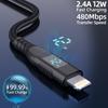 3m USB to Lightning Cable Digital Display 2.4A Nylon Braided Phone Fast Charging Cord
