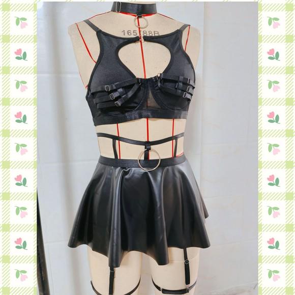 Прозрачный сетчатый бюстгальтер и стринги, комплект нижнего белья с подвязкой