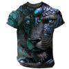 Boutique Men's Vintage T-Shirt Oversized 3D Tiger Print Short-Sleeved Top Men's Fashion Round Neck Sports Short Sleeve 6Xl