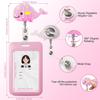Nurse Badge Reel Pink Funny ID Badge Holders and Retractable RN ID Badge Clip Cute Key Card Holder Nametag Protector for Women Kid Doctor Pink Vert