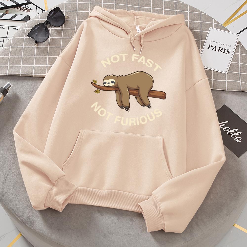 Not Fast Not Furious Sloth Sleeps Hanging From Branches Hoodies Women Novelty Fashion Hoody Loose Basic Hoodie Casual Warm Tops