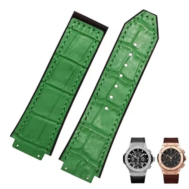 Мягкий ремешок для часов Hublot 25 мм*19 мм Ремешки для часов HUBLOT Серия Big Bang Браслет для часов Натуральная кожа+силикон