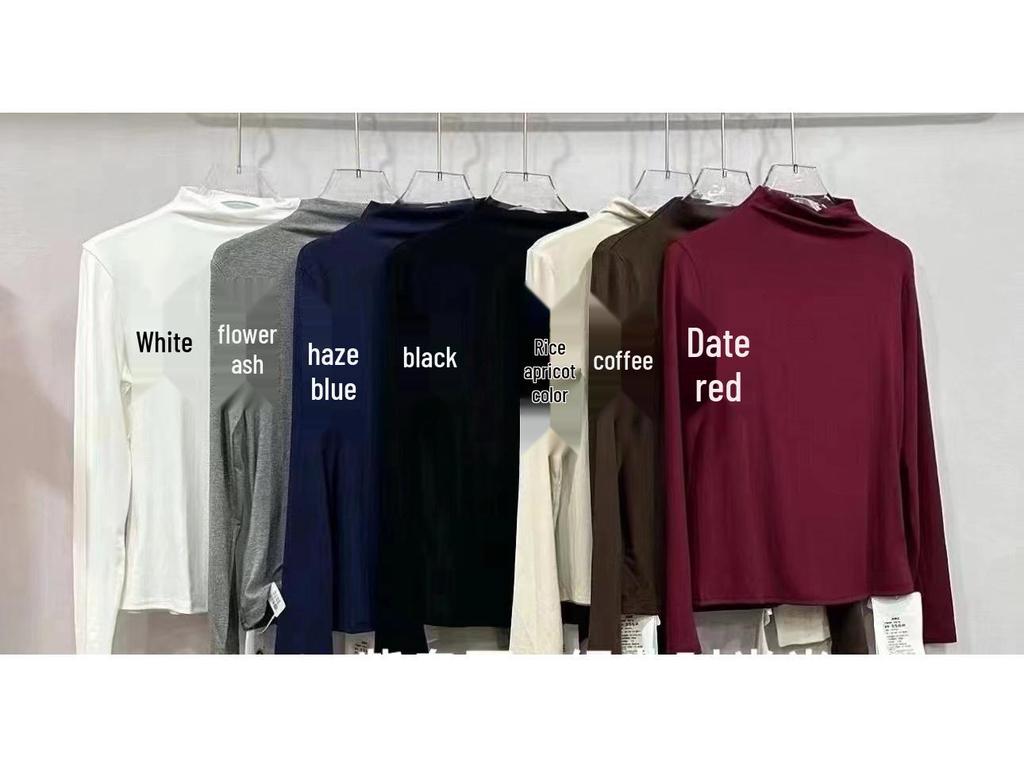 Женский базовый топ с высоким воротником, облегающий, с длинным рукавом, из модала, для осени/зимы, в западном стиле