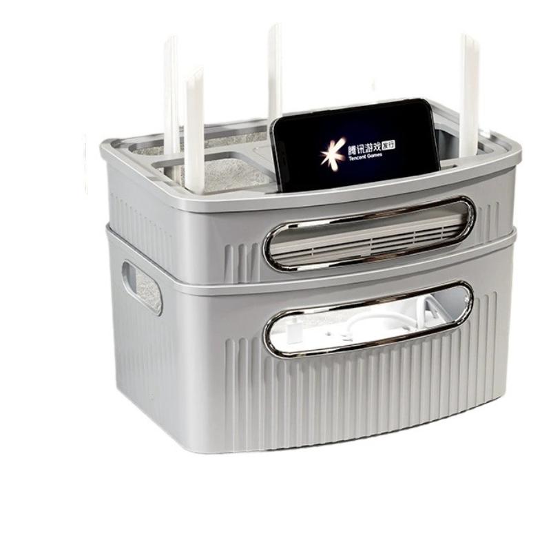Многофункциональная коробка для хранения WiFi-роутера, беспроводного модема, с несколькими портами, открытая полка, держатель для ТВ-приставки с шнуром питания