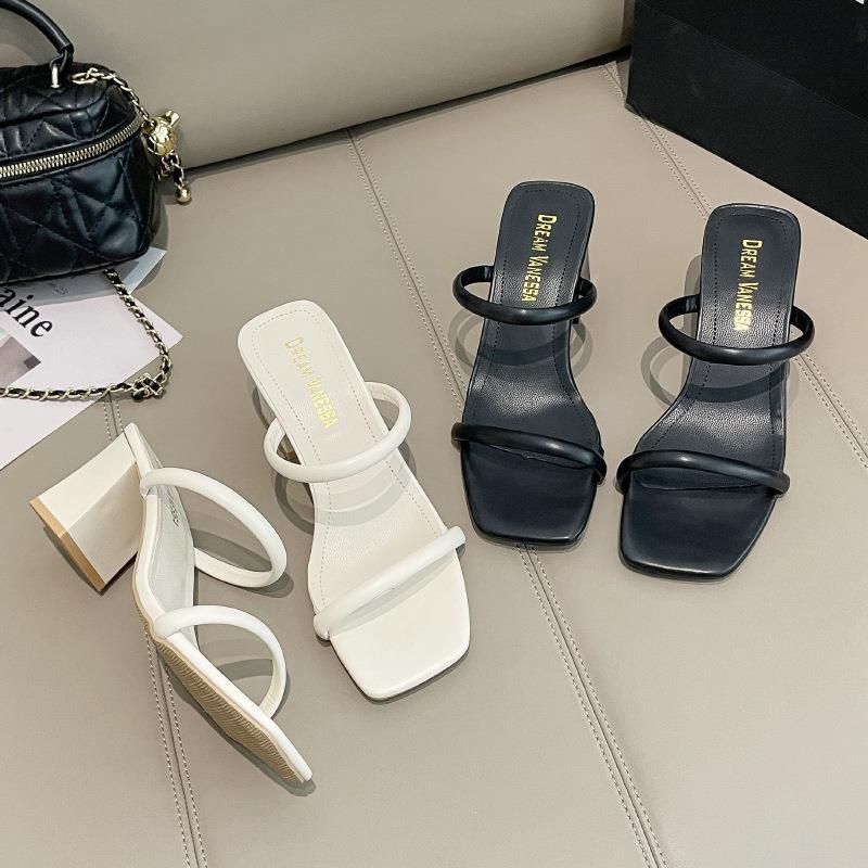 Французские туфли на маленьком каблуке, классные женские туфли, весна-лето 2025, новые босоножки на высоком каблуке с квадратной головкой