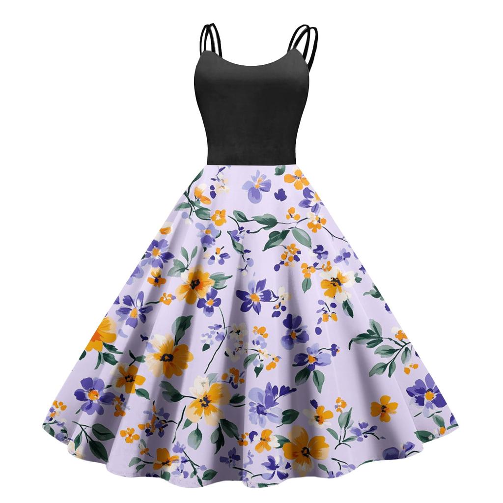Women's Casual Fashion Print Sexy Off Shoulder Punk Retro Dress Retro Dress Dress