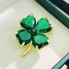 Four-petaled Grass Brooch Female Ins Creative Zircon Emerald Corsage, Anti-light Pin