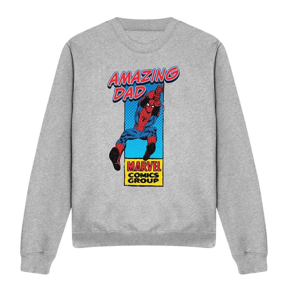 Marvel Comics Mens Amazing Dad Spider-Man Corner Box Heather Fathers Day T-Shirt