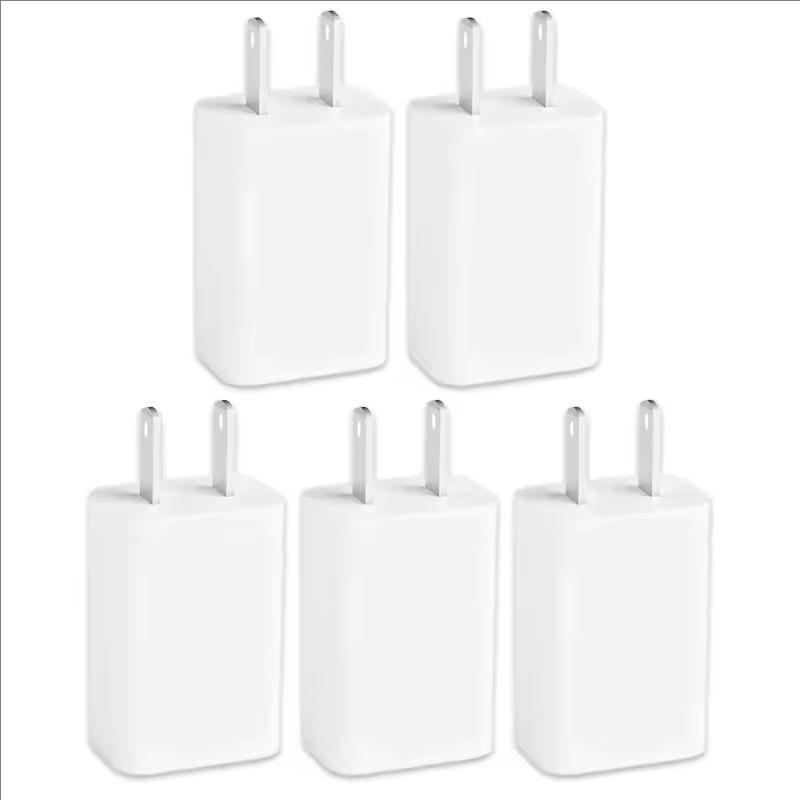 USB Сетевое Зарядное Устройство USB-A 5V 1A AC Адаптер Питания US Штекер для iPhone 16 Samsung Xiaomi Консоли Камеры Дорожные Адаптеры для Зарядки Телефона