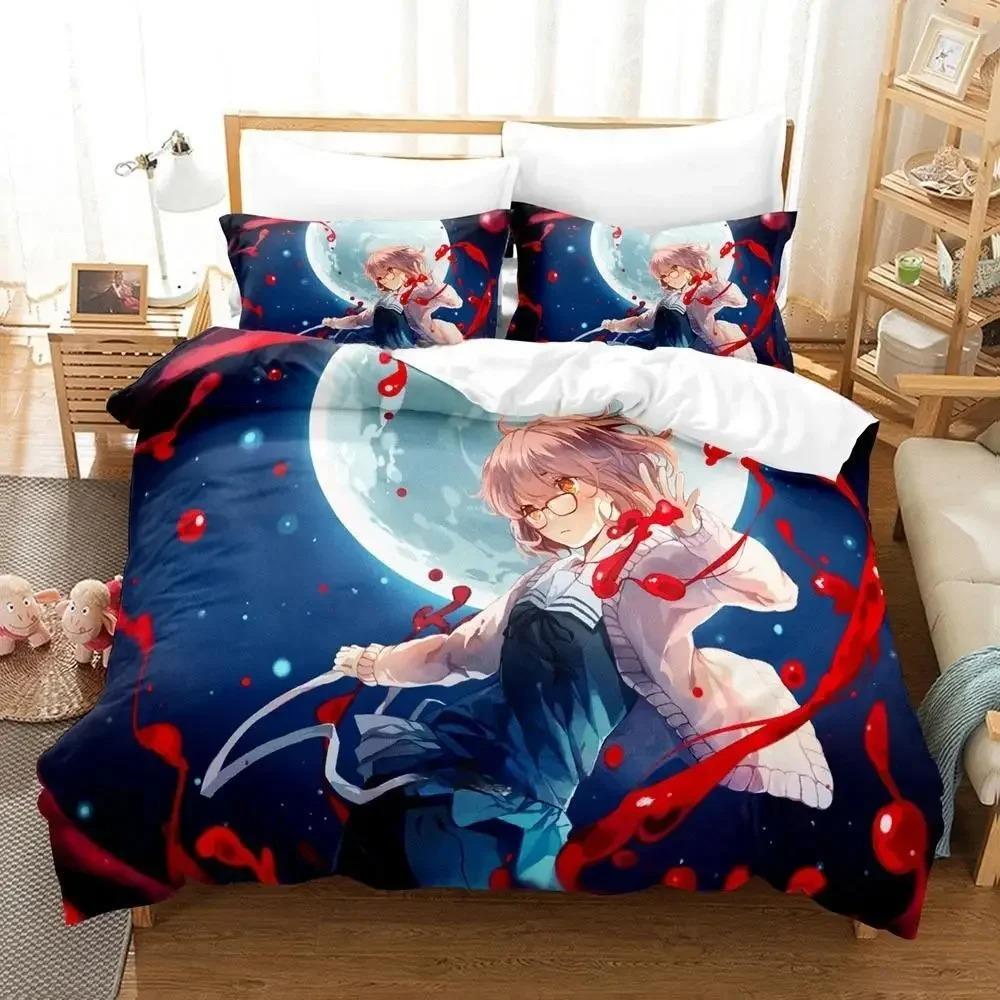New Beyond the Boundary Bedding Set Cartoon Anime three-piece set Adult Kid Bedroom Duvet cover Sets 3D Kawaii Girl Home textile