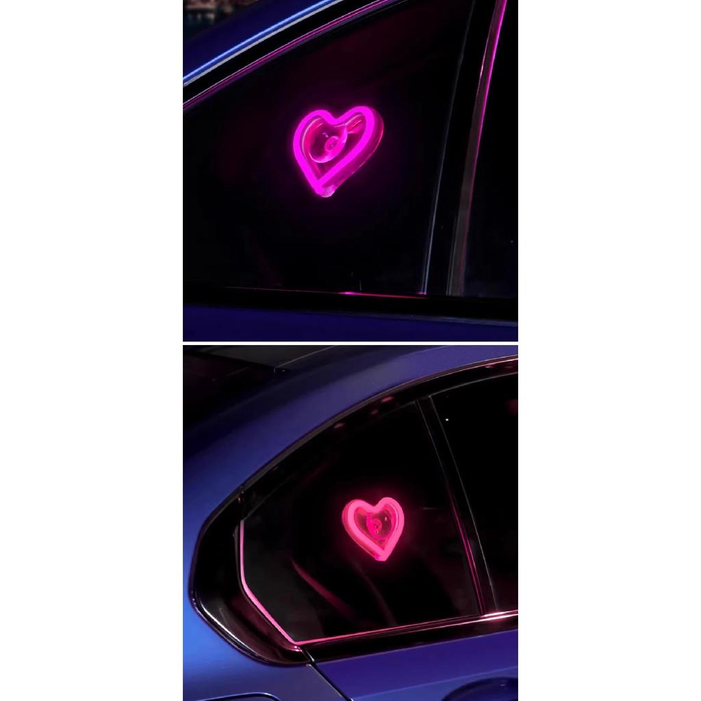 Car triangle window love light LED neon light rear window illuminated interior decoration USB wiring free ambient light
