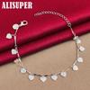 925 Sterling Silver Full Love Heart Pendant Bracelet Jewelry