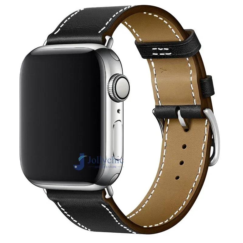 Leather Watch Straps for Apple Watch band 46mm 44mm 49mm 45mm 42mm 40mm 38/41mm bracelet iWatch series 10-Ultra 9-8-7-6-5-4-3-SE