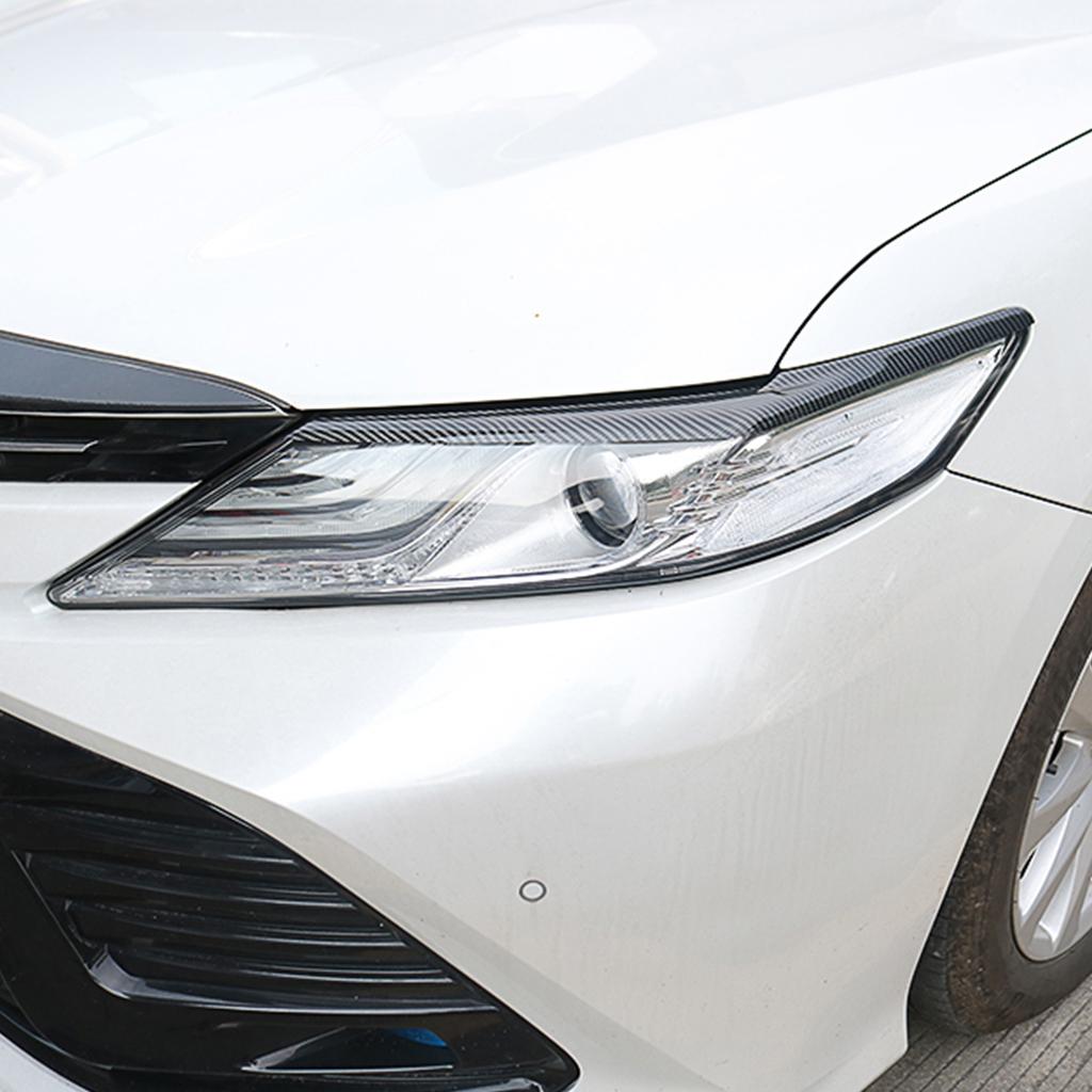 For Toyota Camry 2018 2019 Real Dry Carbon Fiber Front Headlight Eyelid Eyebrow Cover Panel Trim Car Accessories Modification
