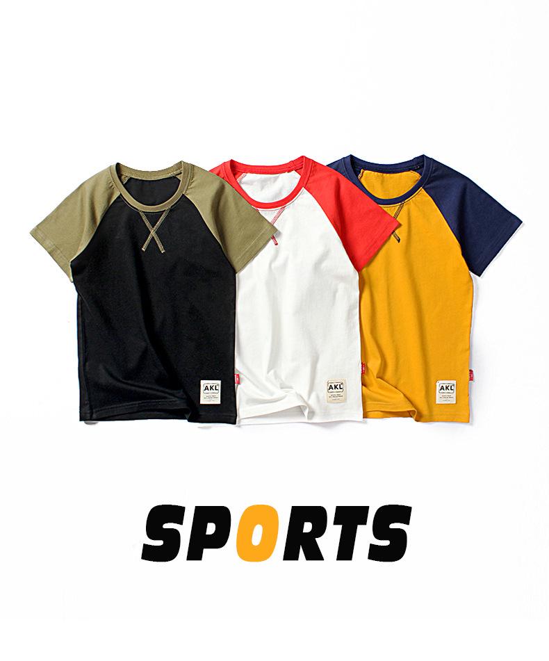 2024 Корейские детские контрастные топы с короткими рукавами - Футболки для девочек и мальчиков