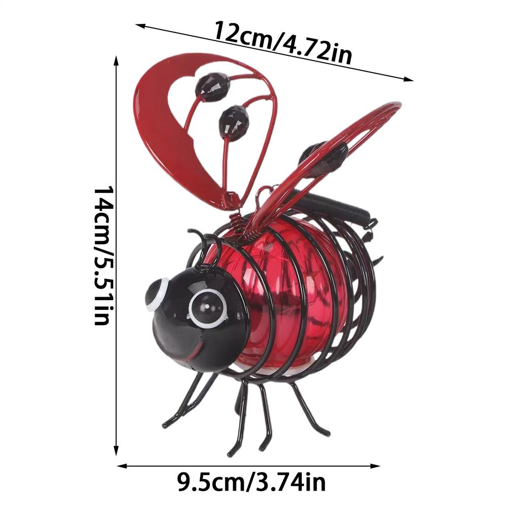 1pc Solar Iron Bee Statue Lights Outdoor Waterproof Hanging Tree Ornaments for Fence Yard Courtyard Garden Art Christmas Decor
