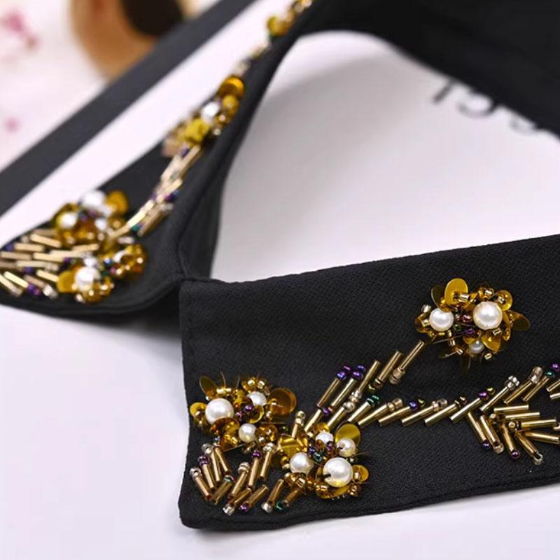 Elegant Diamond Beaded Detachable Collar for Women False Shawl Shoulder Wrap Lapel Fashionable Accessory for Women