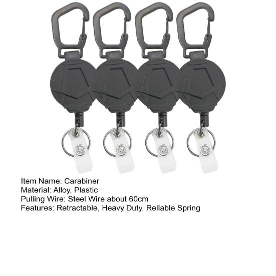 4 шт. Выдвижной брелок с пружинным механизмом, держатель для бейджа, сверхпрочная легко вытягиваемая пряжка-карабин