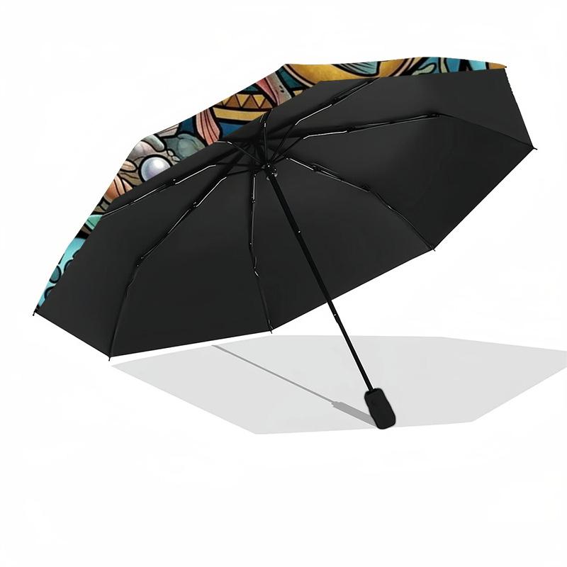 Underwater Mystery Window pattern umbrella, portable and foldable design, 8 ribs, a casual accessory for Halloween, Christmas, and birthday gifts.