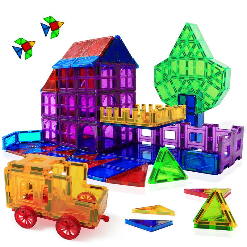 112PCS Magnetic Tiles Big Size Magnet Construction Building Blocks Collections Designer Educational Game Toys for Kids Best Gifts