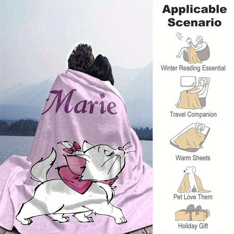 1pc. Cute Marie Cat Design Blanket, Soft and Cozy for All Seasons, Soft Flannel Throw Blanket, Versatile & Cozy for Bedroom,Perfect Home Dec