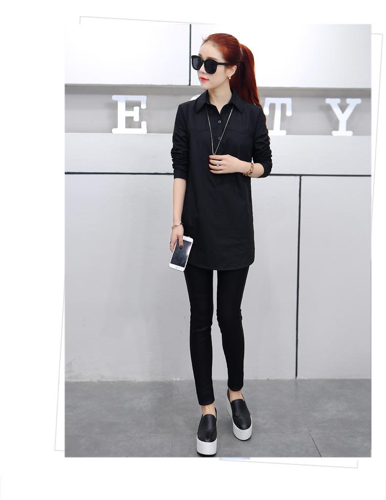 Женская рубашка с длинным рукавом и лацканами А-силуэта для весны и осени — корейский городской стиль